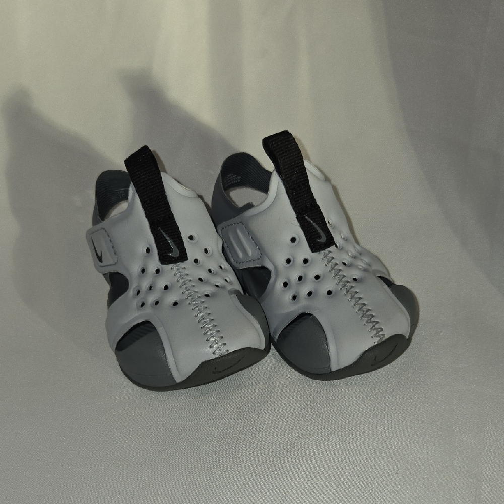 Nike White and Gray Closed Toe Sandals